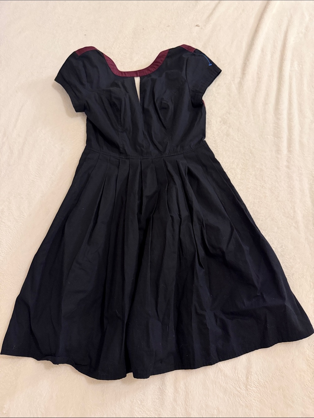 eshakti Black Dress with Burgundy Trim